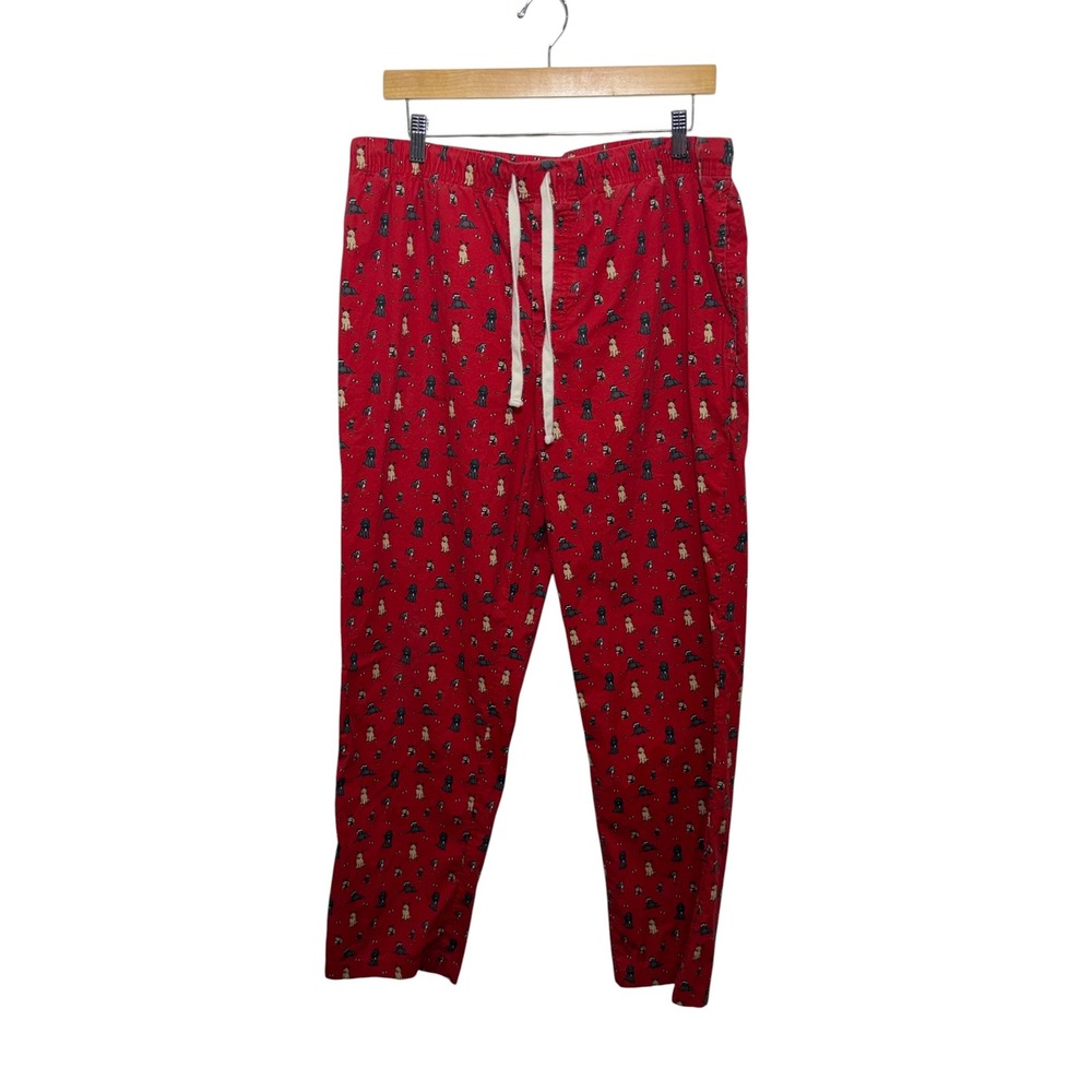 Vineyard Vines Mens Red Holiday Dog Pajama Pants Large